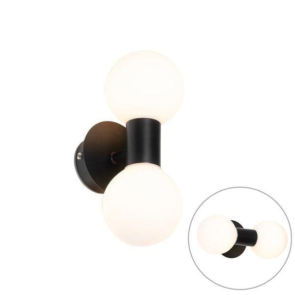 Modern fali lámpa fekete IP44 2 lámpás - Cederic