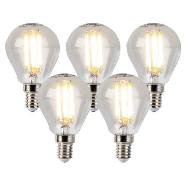 5 db E14-es szabályozható LED gömbizzó készlet P45 5W 470lm 2700K