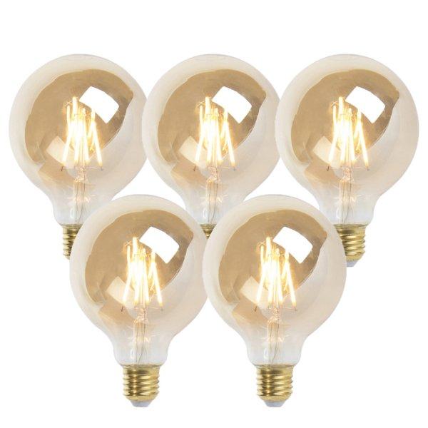 5 db E27-es szabályozható LED izzó G95 arany 5W 380lm 2200K készlet