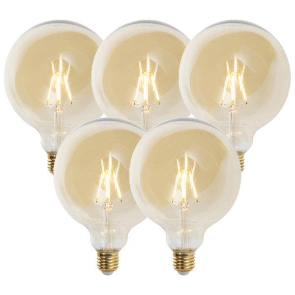 5 db-os készlet E27-es szabályozható LED izzók G125 arany 5W 450lm 2200K