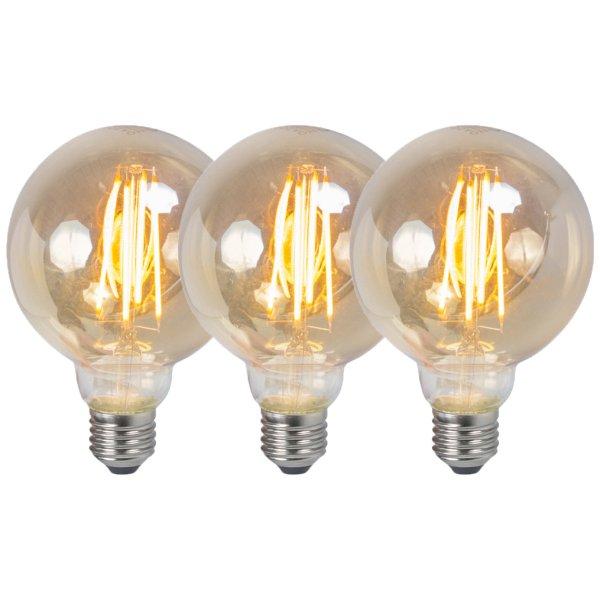 3 db-os készlet E27 szabályozható LED izzó G95 füstös 5W 380lm 2200K