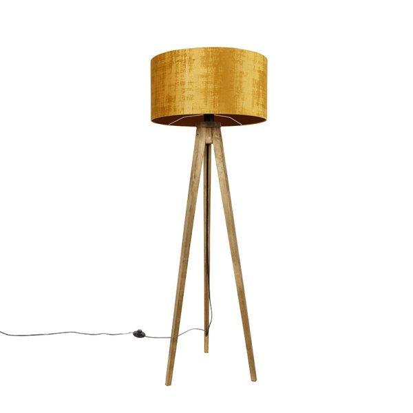 Rusztikus állványos vintage fa lámpa arany árnyékolóval 50 cm - Tripod
Classic