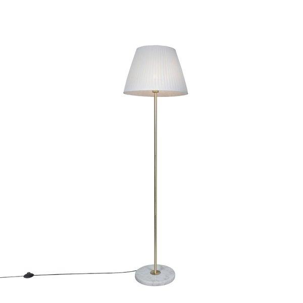 Retro állólámpa sárgarézzel és pliszé árnyékolóval krémszínű 45 cm
- Kaso