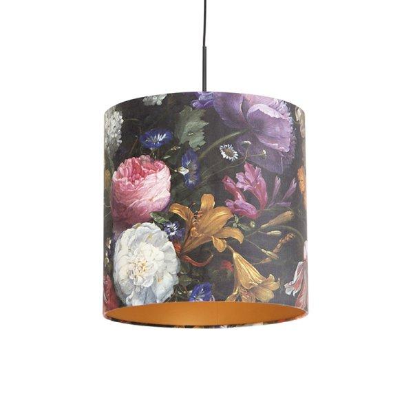 Lógólámpa bársony árnyékolóval virágokkal és arannyal 40 cm - Combi