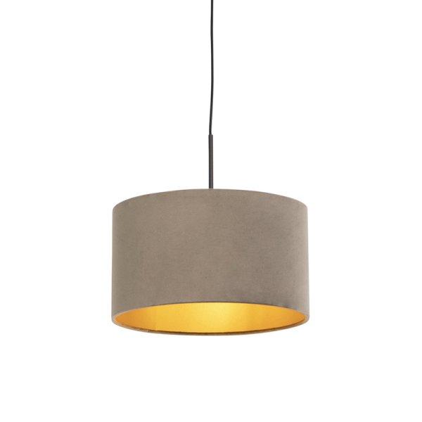 Lógólámpa taupe bársony árnyékolóval, aranyozott, 35 cm - Combi