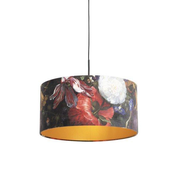 Lógólámpa bársony árnyékolóval virágokkal és arannyal 50 cm - Combi