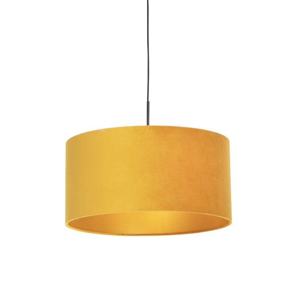 Fekete lógólámpa sárga bársony árnyékolóval és arannyal 50 cm - Combi