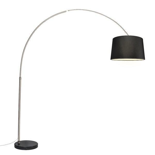 Acél ívlámpát szövet árnyékolóval fekete 45 cm - XXL