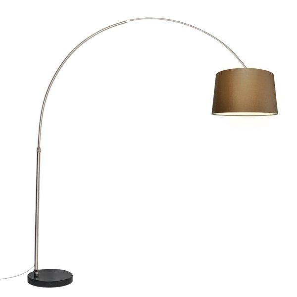 Acél ívlámpás barna textilbúrával 45 cm - XXL