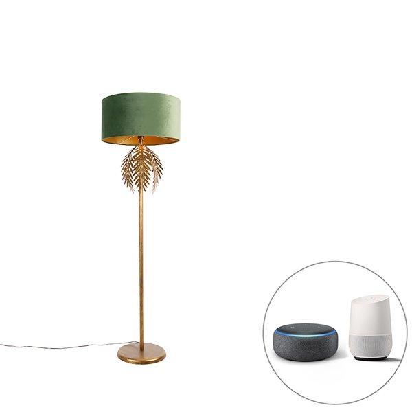 Okos állólámpa arany 145 cm zöld árnyékolóval, WiFi A60 - Botanica