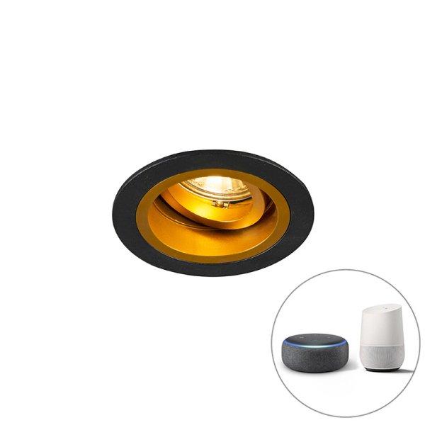 Okos beépített reflektor fekete arannyal, dönthető, Wi-Fi-vel, GU10 - Chuck