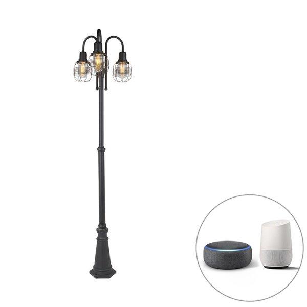Okos kültéri lámpa fekete 3 lámpás IP44 WiFi-vel ST64 - Guardado
