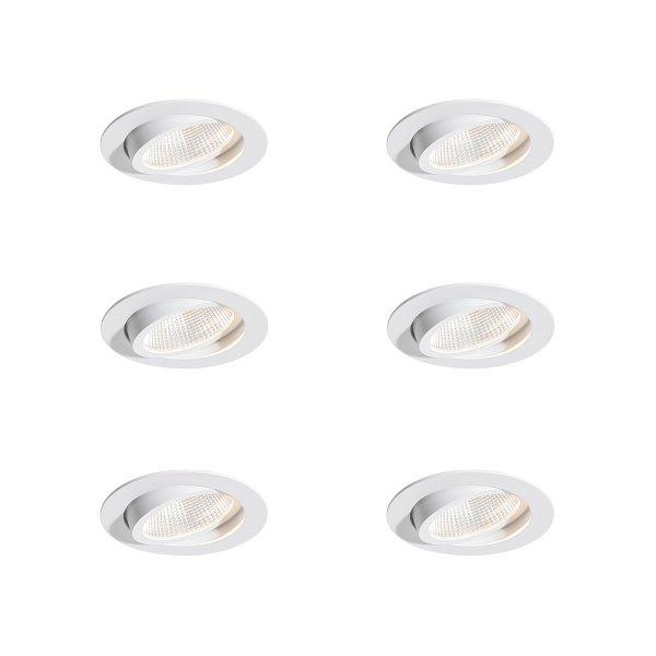 6 darabos süllyesztett spotlámpa szett fehér 9,5 cm LED-del 1300 lm
dimmelhető IP23 - Gaius