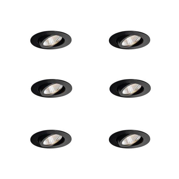 6 darabos fekete süllyesztett spotlámpa készlet 6,8 cm LED-del 750 lm
szabályozható IP23 - Gaius