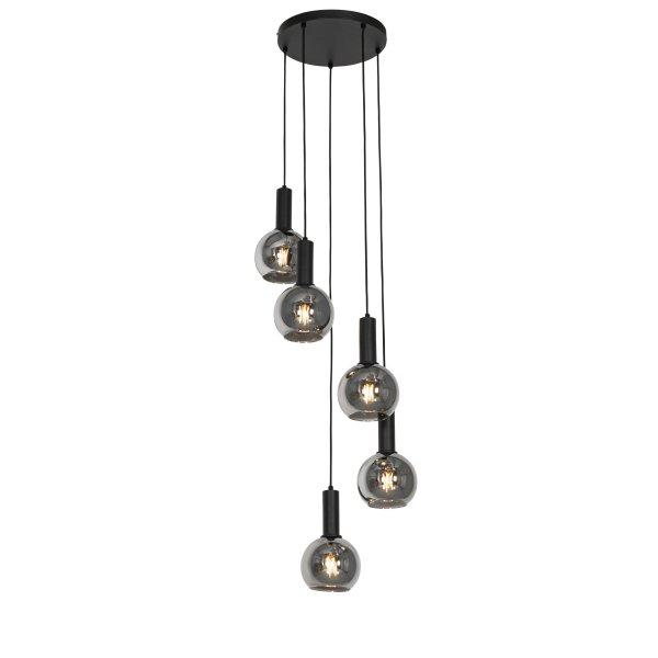 Art Deco lógólámpa fekete füstüveggel kerek 5-lámpás - Josje