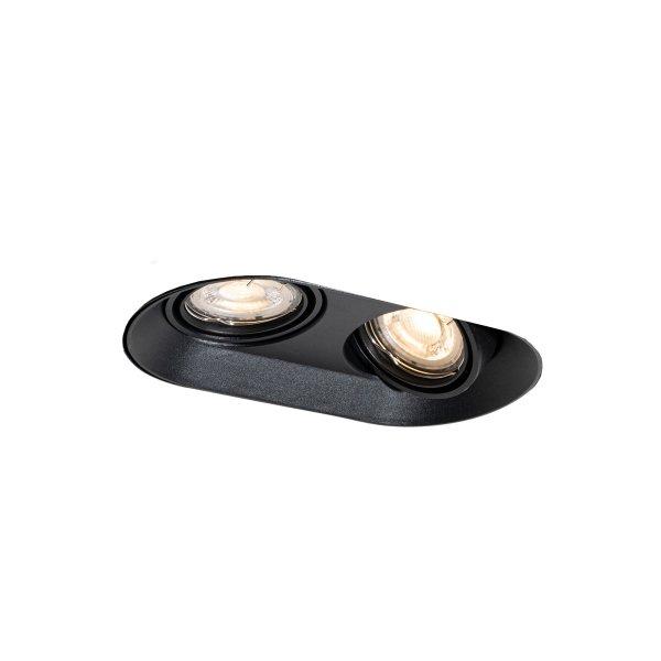 Kerek beépíthető spotlámpa fekete GU10 50 mm 2-fényes - Hubs