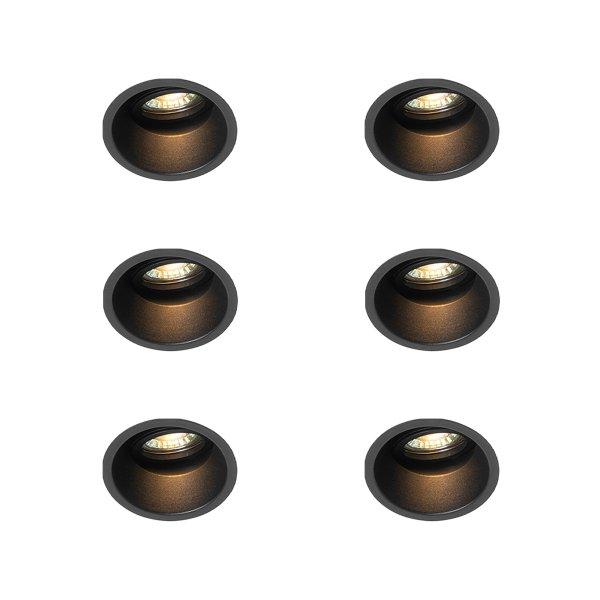 6 darabos modern, állítható, fekete süllyesztett spotlámpa készlet - Alloy
