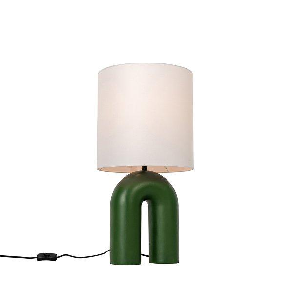 Design asztali lámpa zöld fehér vászonbúrával - Lotti