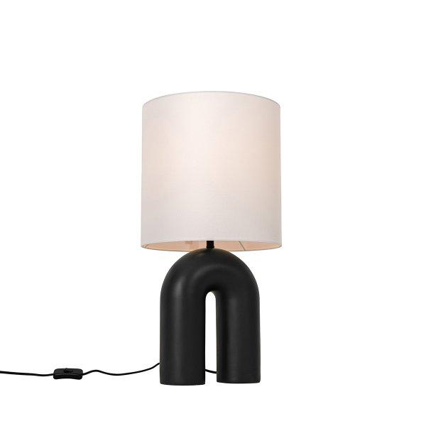 Design asztali lámpa fekete fehér vászon búrával - Lotti