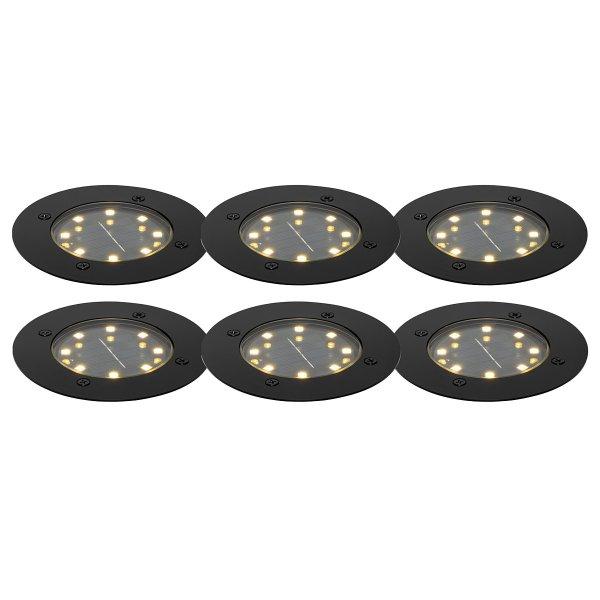 6 db-os fekete talajszpot készlet LED-del, IP65 napelemes - Terry
