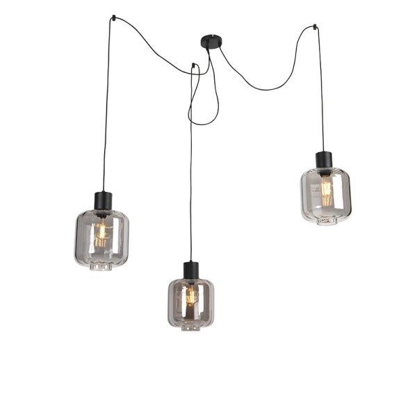 Design lógólámpa fekete füstüveggel 3-lámpás 226 cm - Qara