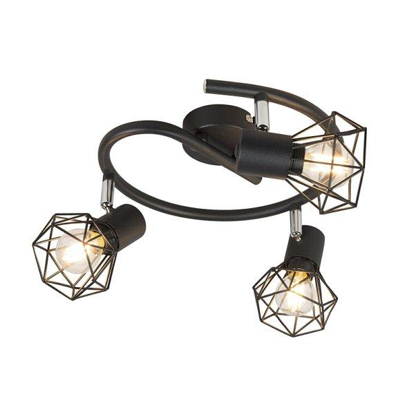 Art Deco reflektor fekete állítható 3-lámpás - Mosh