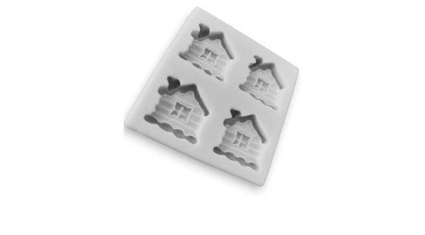 Házikók szilikon fondant forma, 4 adagos