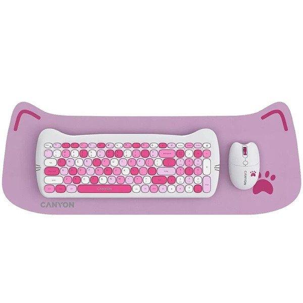 Canyon HSET-W6 HU Kitty Edition rózsaszín vezeték nélküli billentyűzet és
egér