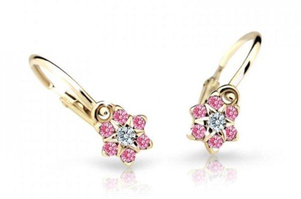 Cutie Jewellery Bájos sárga arany gyermek fülbevaló C2152-10-X-1 fukszia