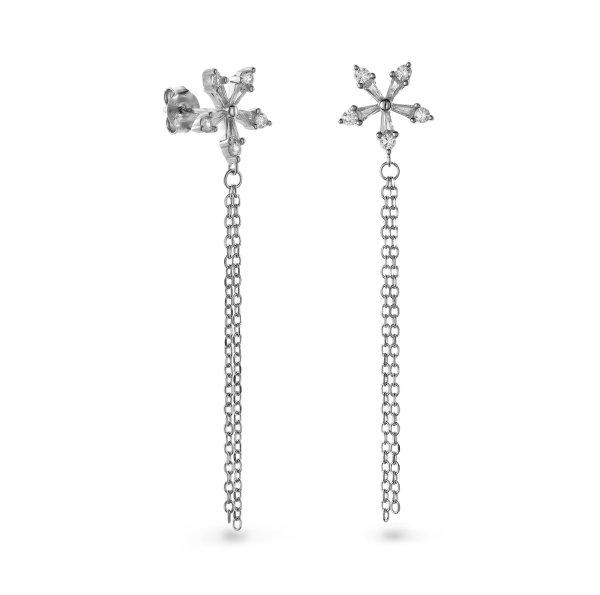 AGAIN Jewelry Hosszú ezüst fülbevaló cirkónium kövekkel AJNS0022