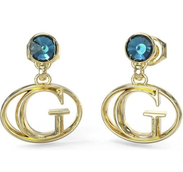 Guess Stílusos aranyozott lógó fülbevaló Rivoli JUBE03361JWYGBLT/U