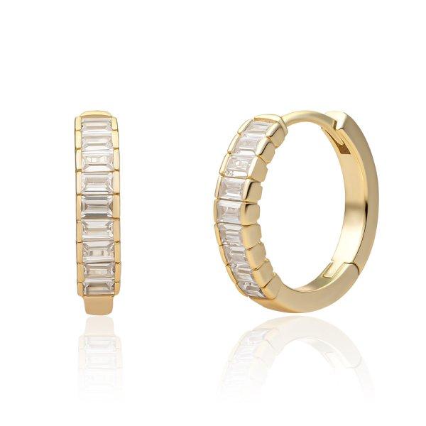 Sparkling Jewels Aranyozott karika fülbevaló cirkónium kövekkel EAG23