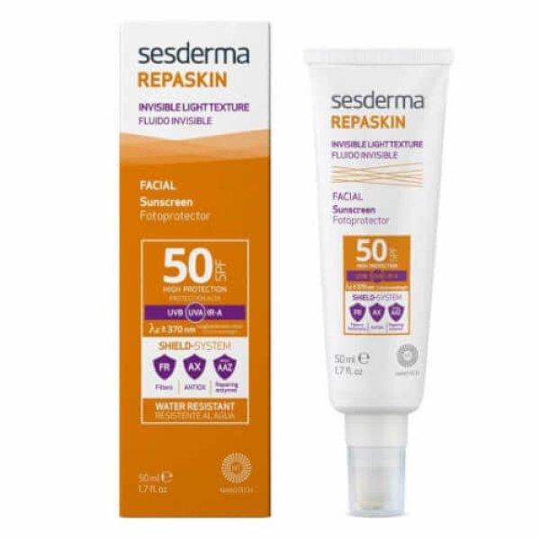 Sesderma Bőrápoló fluid láthatatlan fényvédelem SPF 50 Repaskin (Invisible
Light Texture Facial Sunscreen) 50 ml