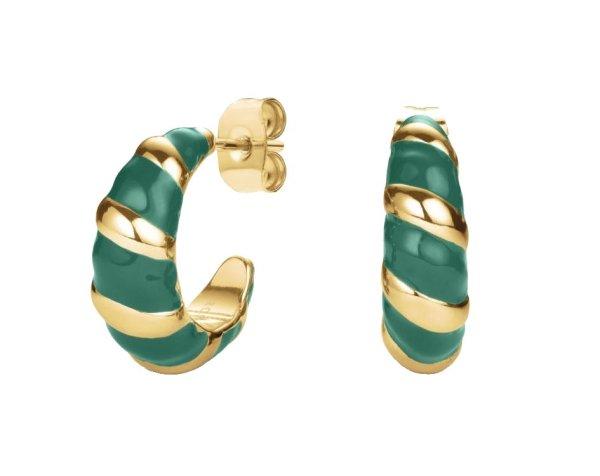 Rosefield Bájos aranyozott karika fülbevaló Emerald JEECG-J717