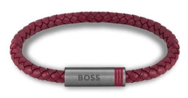 Hugo Boss Stílusos bordó bőr karkötő Ares Single 1580626