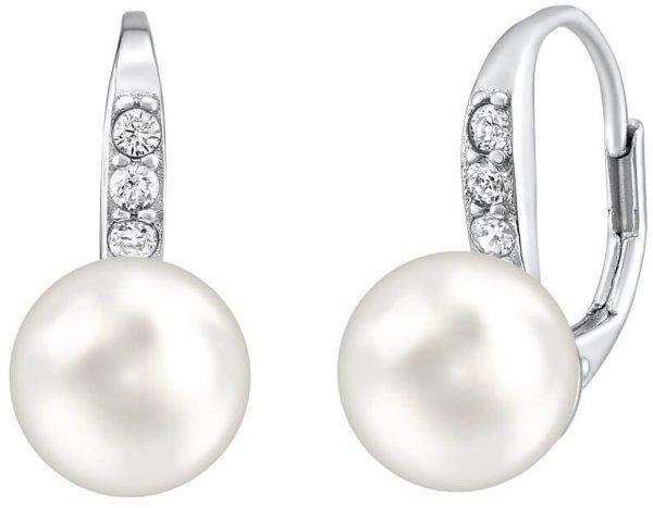 Silvego Gyengéd ezüst fülbevalók valódi fehér gyönggyel és Swarovski
kristályokkal LPSER0639