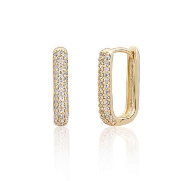 Sparkling Jewels Aranyozott lógó fülbevaló cirkónium kövekkel EAG24