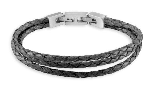 Guess Stílusos szürke bőr karkötő Alameda JUMB02147JWSTGRT/U