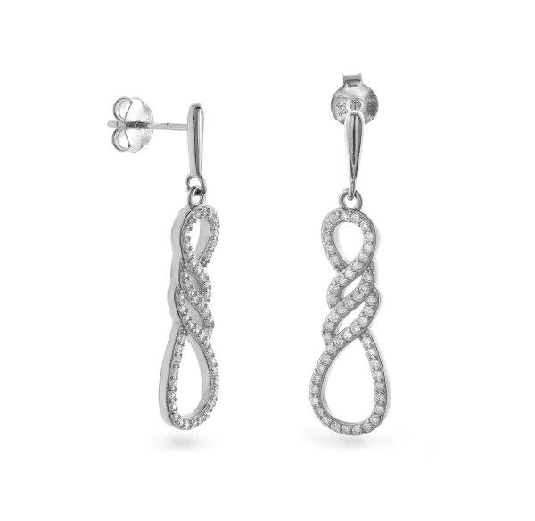 AGAIN Jewelry Divatos ezüst lógó fülbevaló cirkónium kövekkel AJNS0030