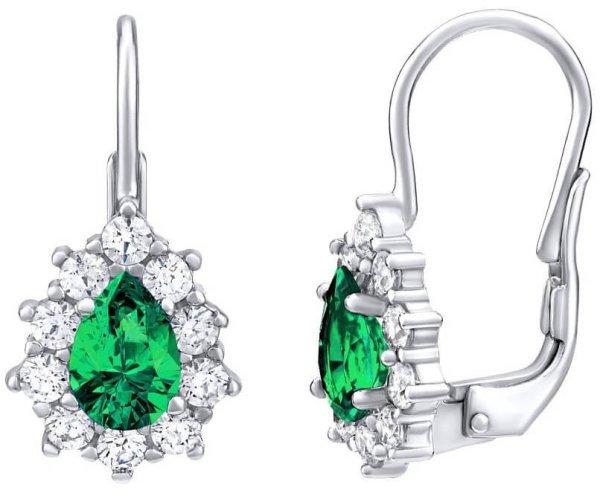 Silvego Ezüst fülbevaló zöld Swarovski kővel Created Stones SILVEGO31866G