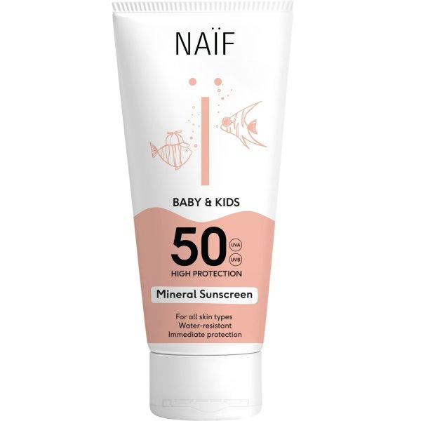 NAÏF Fényvédő krém gyerekeknek és csecsemőknek SPF 50 Baby & Kids
(Mineral Sunscreen) 100 ml