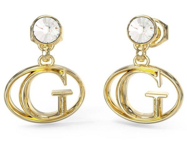 Guess Stílusos aranyozott lógó fülbevaló Rivoli JUBE03361JWYGT/U
