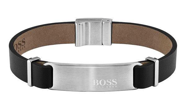 Hugo Boss Fekete bőr karkötő férfiaknak Urbanite 1580044M