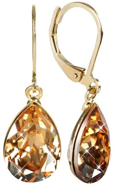 Levien Elegáns aranyozott fülbevalók kristályokkal Pear Golden Shadow