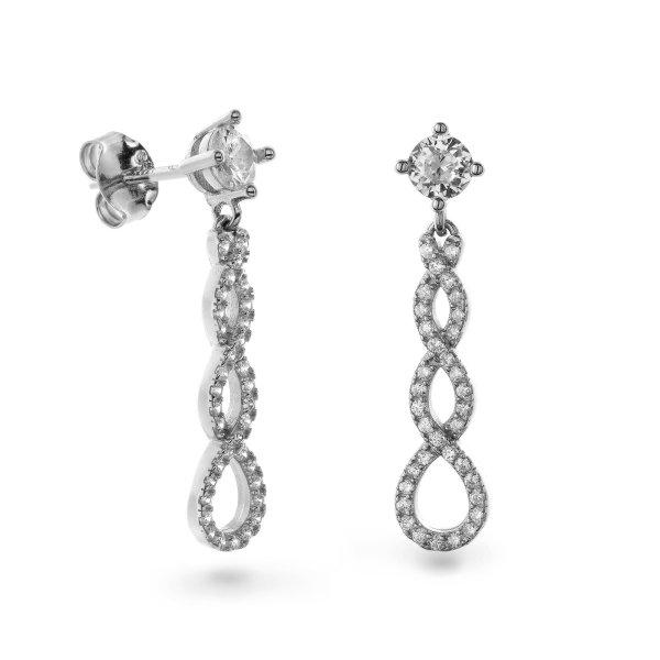 AGAIN Jewelry Csillogó ezüst lógó fülbevaló cirkónium kövekkel AJNS0004