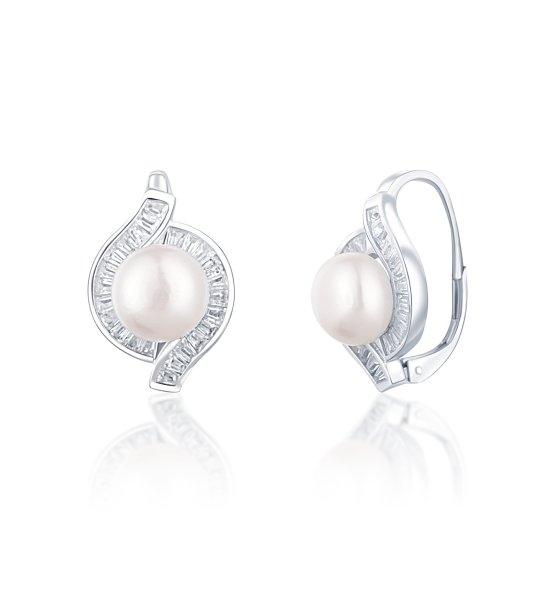 JwL Luxury Pearls Gyönyörű ezüst fülbevaló igazgyönggyel JL0718