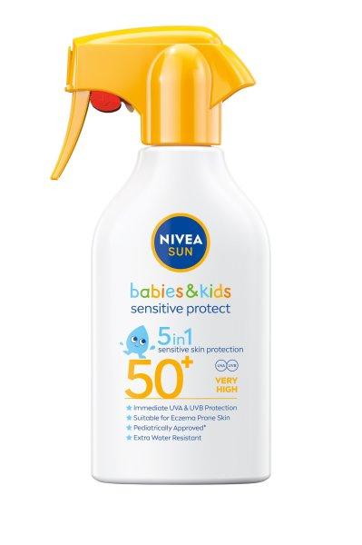 Nivea Gyermek fényvédő spray pumpával SPF 50+ Sun Kids Sensitive 270 ml
