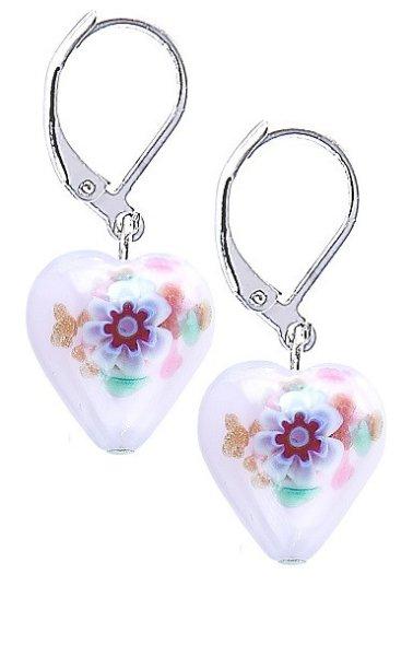 Lampglas Játékos fülbevaló Pink Flower egyedi rajzzal a Lampglas ELH11
gyöngyben