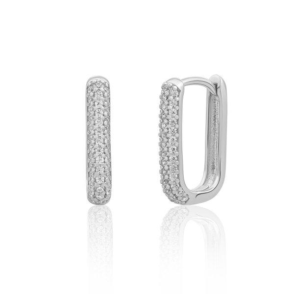 Sparkling Jewels Ezüst lógó fülbevaló cirkónium kövekkel EAS24