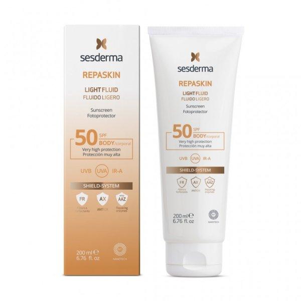 Sesderma Könnyű fényvédő tej SPF 50 Repaskin (Light Fluid Sunscreen) 200 ml
